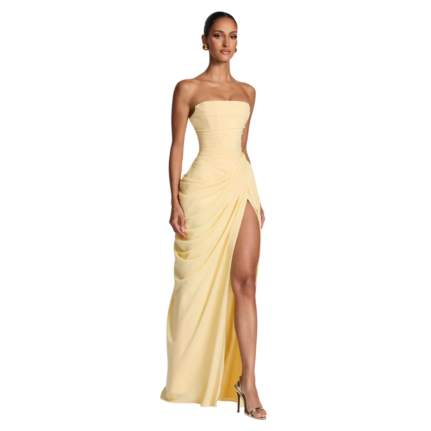 Women's Strapless Ruched Maxi Dress