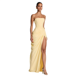 Women's Strapless Ruched Maxi Dress