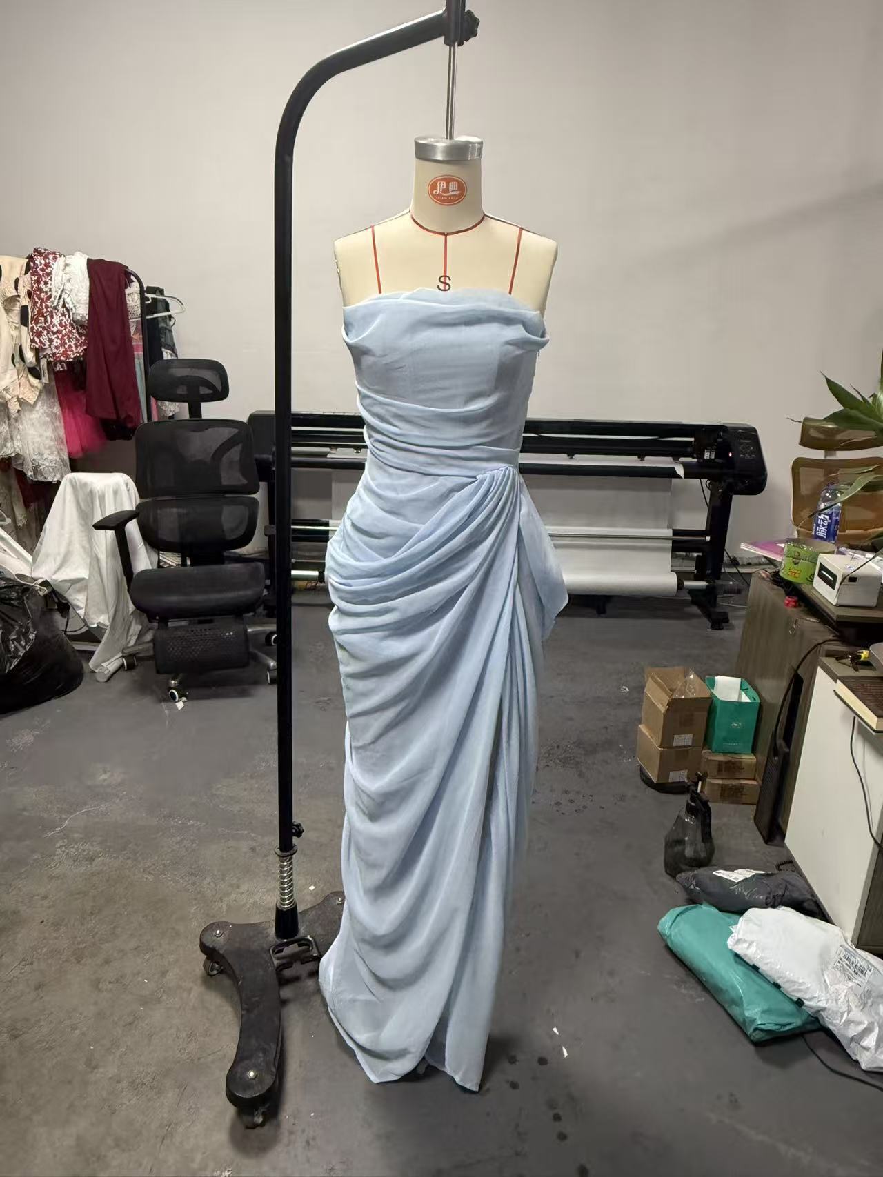 Women's Strapless Ruched Maxi Dress