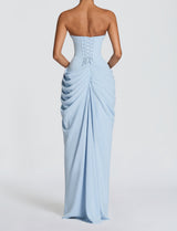 Women's Strapless Ruched Maxi Dress