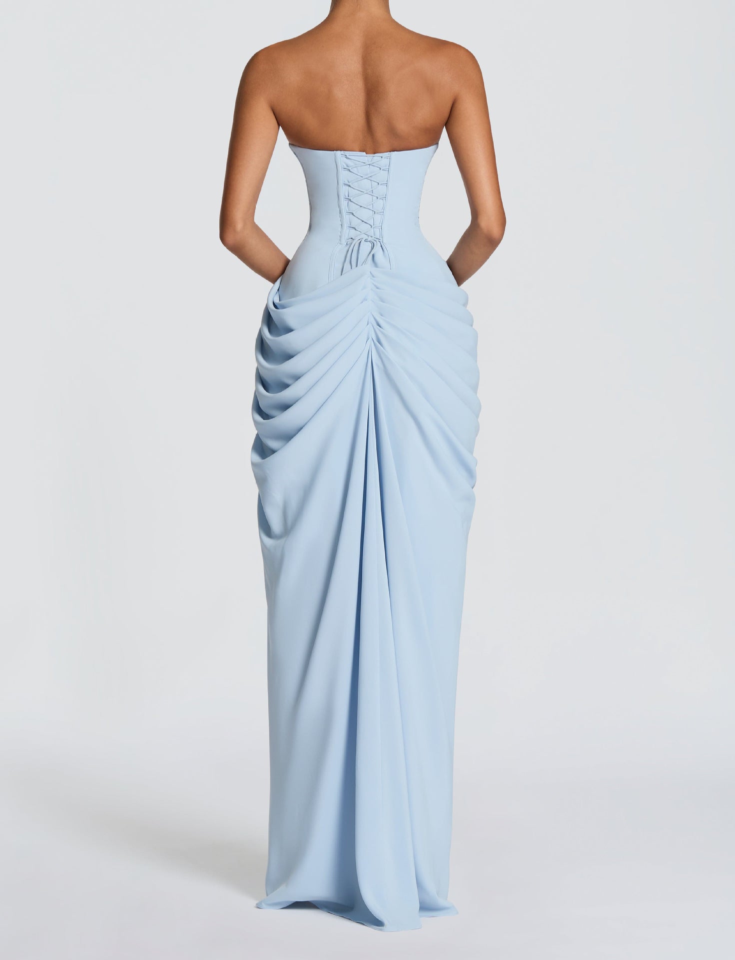 Women's Strapless Ruched Maxi Dress