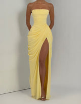 Women's Strapless Ruched Maxi Dress