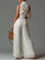 Women's Pleated Wide Leg Jumpsuit