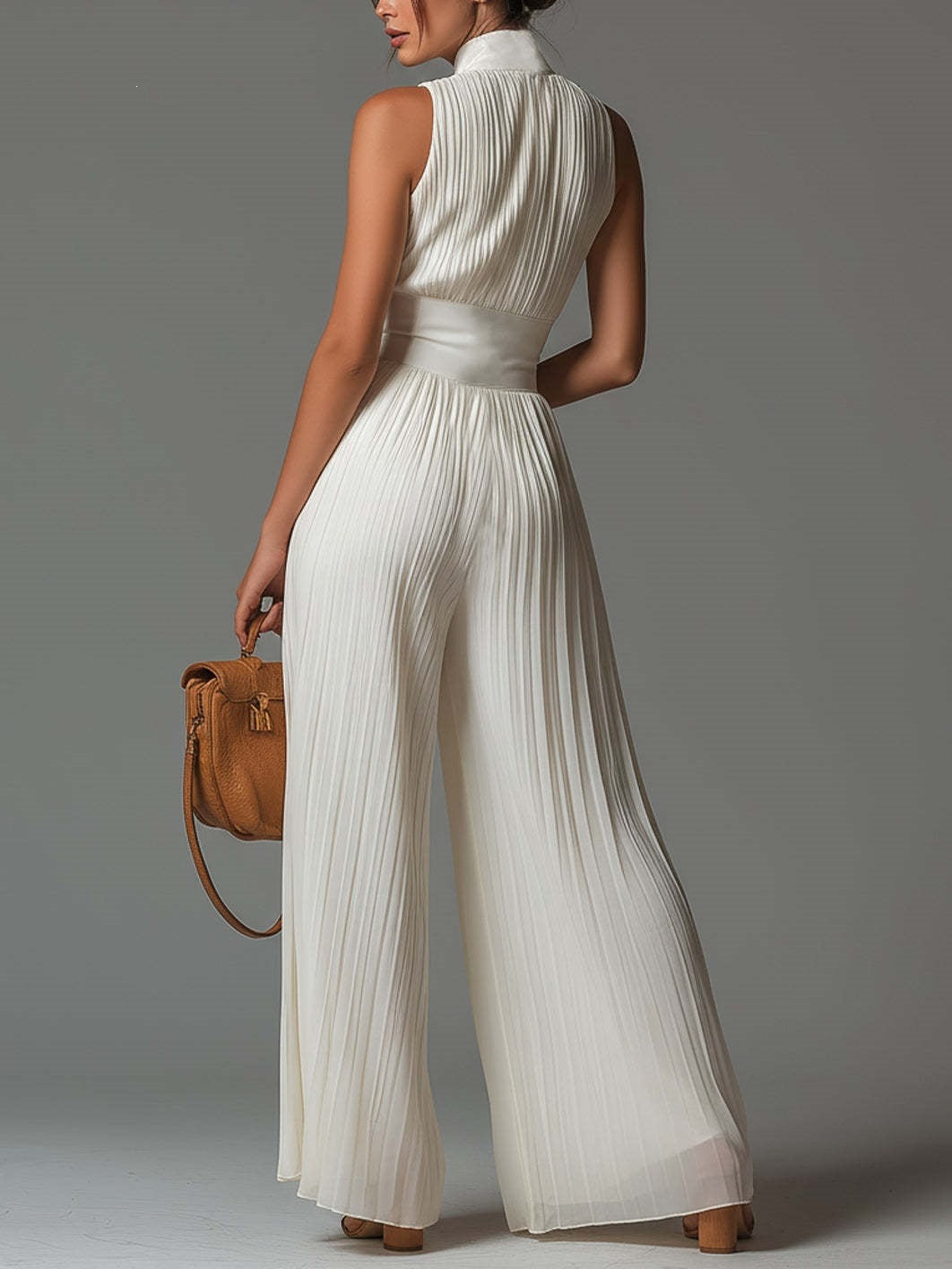 Women's Pleated Wide Leg Jumpsuit