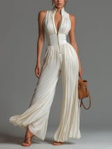 Women's Pleated Wide Leg Jumpsuit