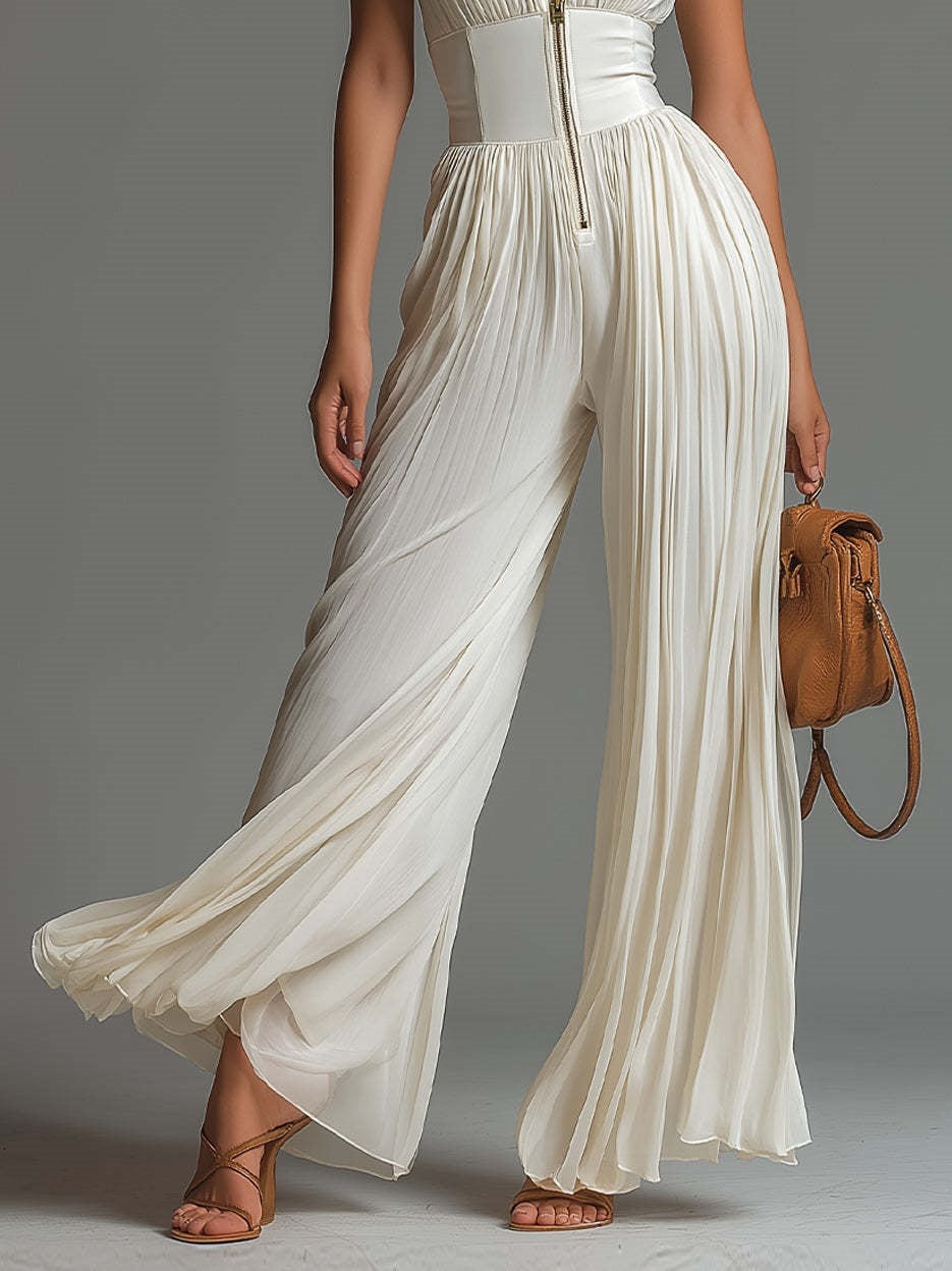 Women's Pleated Wide Leg Jumpsuit