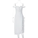 Women's Off Shoulder Ruffle Midi Dress