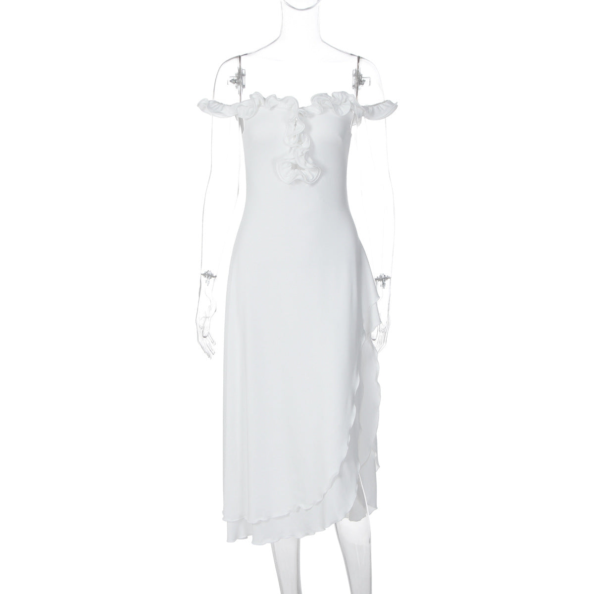Women's Off Shoulder Ruffle Midi Dress