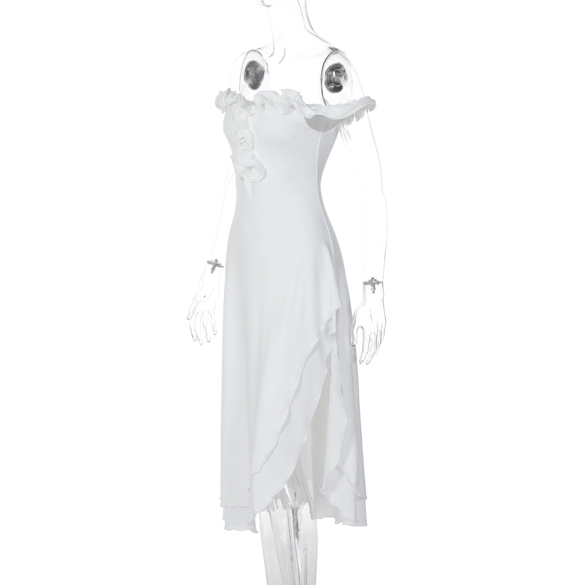 Women's Off Shoulder Ruffle Midi Dress