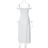 Women's Off Shoulder Ruffle Midi Dress