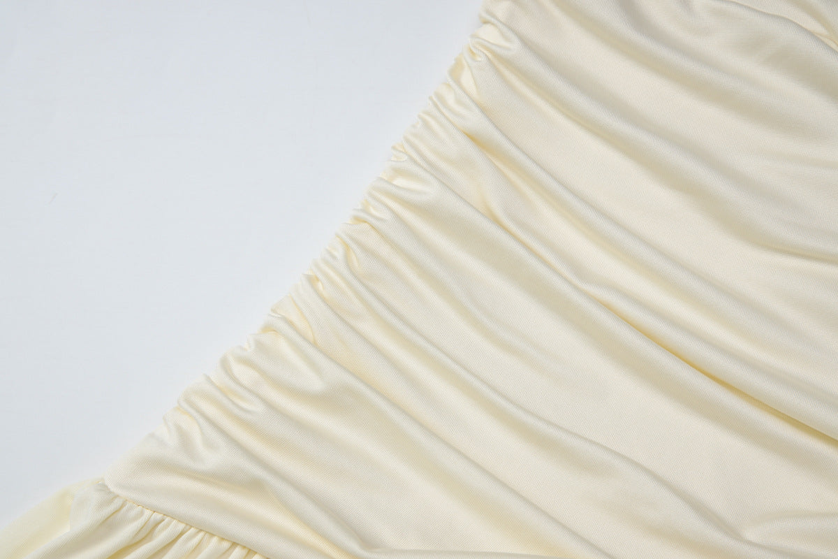 Women's Plunge Neck Pleated Maxi Dress