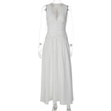 Women's Ruched V Neck Maxi Dress