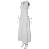 Women's Ruched V Neck Maxi Dress