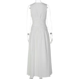 Women's Ruched V Neck Maxi Dress