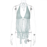 Women's Ruffle Halter Crop Top