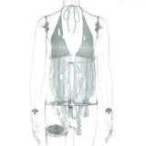 Women's Ruffle Halter Crop Top