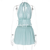 Women's Halter Crop Top & Mini Skirt Set