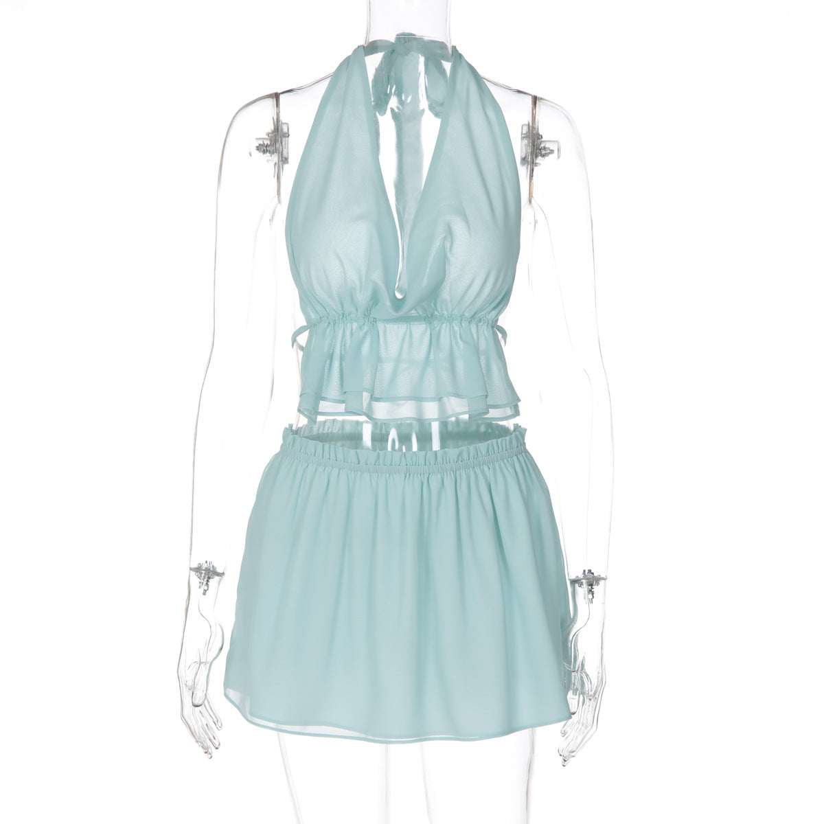 Women's Halter Crop Top & Mini Skirt Set