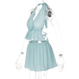 Women's Halter Crop Top & Mini Skirt Set
