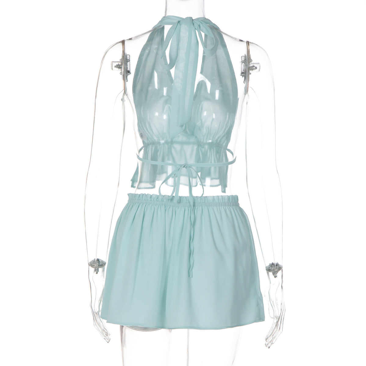 Women's Halter Crop Top & Mini Skirt Set