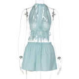 Women's Halter Crop Top & Mini Skirt Set