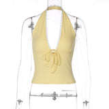 Women's Halter Lace Trim Crop Top