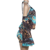 Women's Halter Long Sleeve Mini Dress