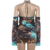 Women's Halter Long Sleeve Mini Dress