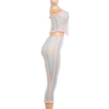 Women's Strapless Stripe Capri Set