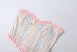 Women's Strapless Stripe Capri Set