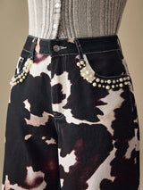 Women's Wide Leg Printed Jeans