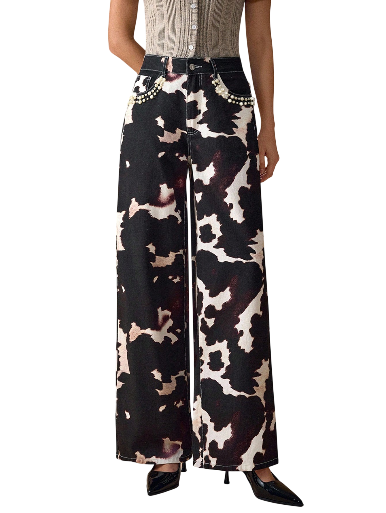 Women's Wide Leg Printed Jeans