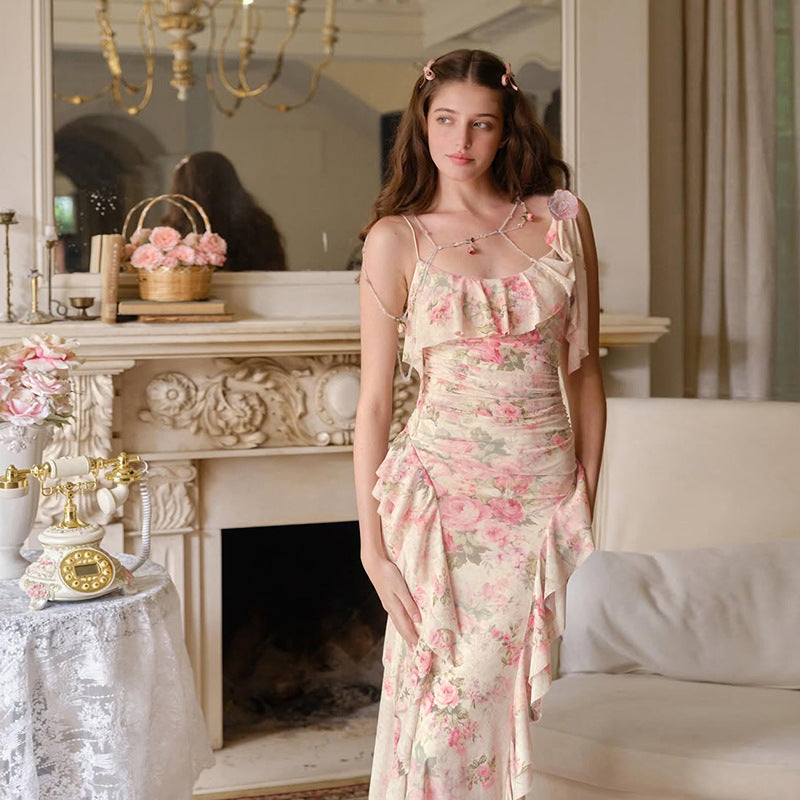 Women's Floral Ruffle Maxi Dress
