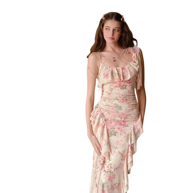Women's Floral Ruffle Maxi Dress