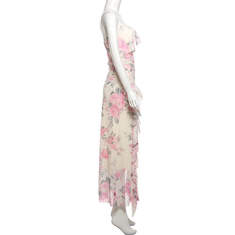 Women's Floral Ruffle Maxi Dress