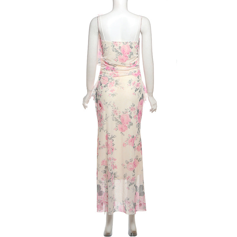 Women's Floral Ruffle Maxi Dress