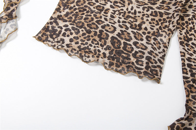 Women's One Shoulder Leopard Print Top