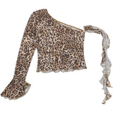 Women's One Shoulder Leopard Print Top