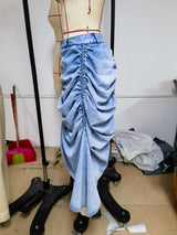 Women's Ruched Denim Maxi Short