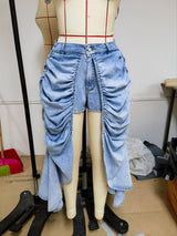 Women's Ruched Denim Maxi Short