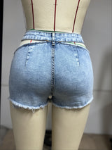 Women's Cutout High Waist Denim Shorts