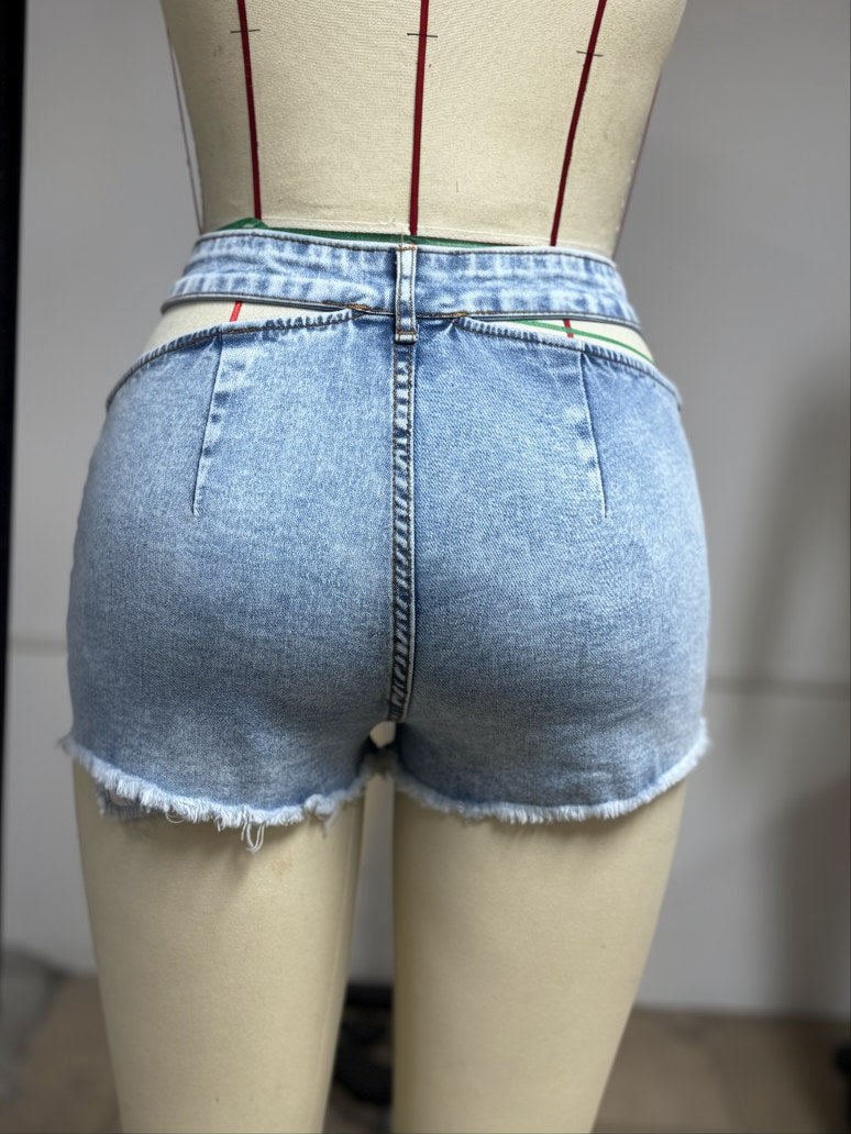 Women's Cutout High Waist Denim Shorts