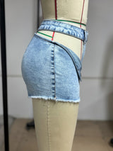 Women's Cutout High Waist Denim Shorts