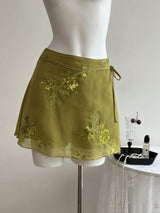 Women's Embroidered Wrap Mini Skirt