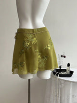 Women's Embroidered Wrap Mini Skirt
