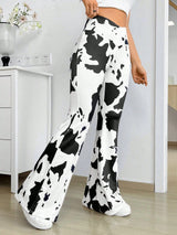 Women's Cow Print Flare Pants