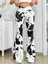 Women's Cow Print Flare Pants