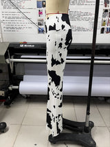 Women's Cow Print Flare Pants