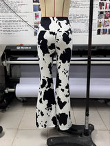 Women's Cow Print Flare Pants