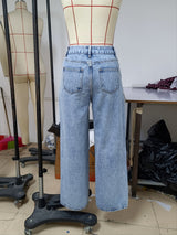 Women's Floral Embroidered Wide Leg Jeans